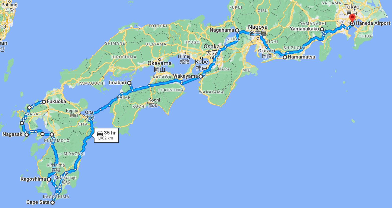 Job Roskam - Japan bike touring route